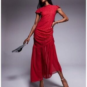 78.ASOS • NWT High Neck Lace Dropped Waist Maxi Dress ptp 17”-19”